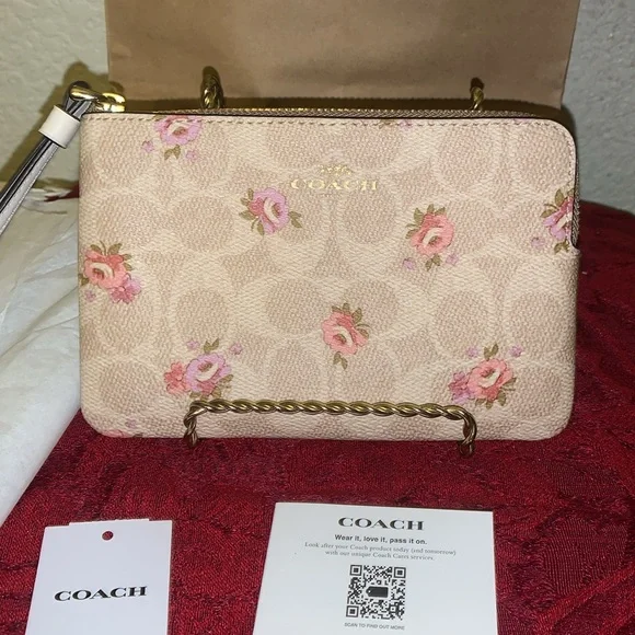 COACH Floral Beige Wristlet - Picture 2 of 6